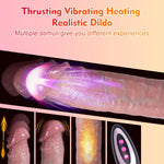 Realistic Thrusting Dildo Vibrator with Suction Cup, Heating & 7 Vibration Modes