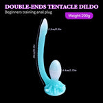 Glow-in-the-Dark Dual-Ended Silicone Dildo, Soft Flexible Tentacle Anal Plug