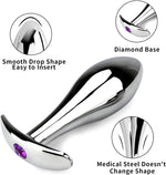 3PC Metal Anal Plug Set with Diamond Accents, Prostate Massager for Couples