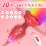 Vibrating Anal Plug Rose Toy for Couples, 10 Vibration Modes, Adult Sex Toy