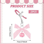 2PCS Non-Piercing Nipple Clamps – Adjustable Stainless Steel Bow Clips with Bells, Pink