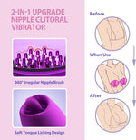 Vibrating Nipple & Clitoral Toy with 10 Vibration & Licking Modes, Rechargeable