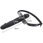 Silicone Realistic Dildo Head Double Gag With Lock Bondage Gear & Accessories Leather Bondage Ball Gag Breathable Cock Sex Gag With Holes Open Mouth Gag Sex Toys