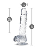 Blush Naturally Yours 6" Diamond Slim Dildo W/Balls, 1" Wide Realistic Transparent Cock - Suction Cup, Strap-On Compatible - Beginner Anal & Vaginal - Adult Sex Toy For Women, Men & Couples - (Clear)