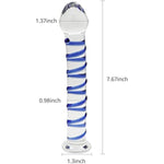 Crystal Glass Pleasure Wand Dildo Penis With Blue Raised Spiral Texture Mushroom Tip Anal Butt Plug