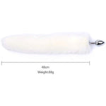2Pcs Multi-Function Fox Tail Fur Bunny Tail Anal Butt Plug Sex Toys For Couples Adults Cospaly Role Play Stainless Steel Plug (White)