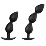 2 Piece Anal Bead Trainer Set Built-In Steel Ball, Ergonomic Butt Plugs With Offset Weighting - Comfortable Long-Term Wear - Prostate Massage Adult Sex Toys For Beginner And Advanced Player
