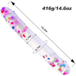12.2*1.7 Inch Double Ended Confetti Dildo For Women, Soft Liquid Silicone Realistic Long Anal Double Sided Dildo Clear With Veins, Large Big Wide Double Ended Clear Dildo Shower Sex Toys For Lesbian