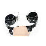 Bdsm Paddle & Leather Handcuffs With Grips And Adjustable Size And Satin Bandage Blindfold Eye Mask Suitable For Adult Learn To Sm Game (2)