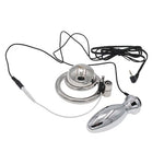 Hollow Male Chastity Cage Sm Chastity Lock Shock Metal Anal Plug Adult Sex Toy Shock Set