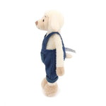 Exquisitely Crafted Fluffy Sheep Plush Toy Dressed In Adorable Navy Corduroy Overalls - Super - Soft, Huggable Stuffed Animal, Perfect For Kids' Bedtime Cuddles And As A Delightful Home Decor Accent