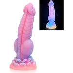 Monster Dildo, 8.5Inch Fantasy Realistic Dog Dildos With Knot Luminous Silicone Thick Pink Anal Dildo Adult Sex Toys With Suction Cup For G Spot Women Men Couple Strap On Play