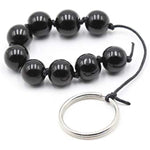 9 Beads Vagina Plug Butt Plug Anal Plug For Anal Sex Glass Anal Trainer Toy Anal Beads Prostate Massager With Ring For Men Women (Black)