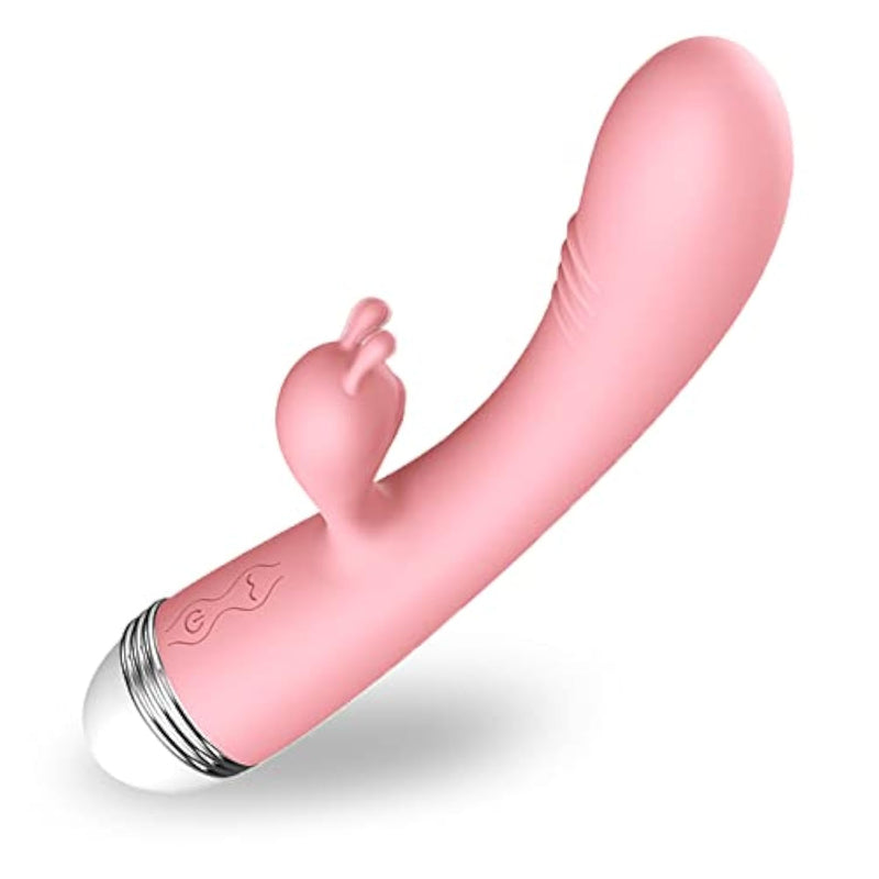 Rabbit Vibrator- G Spot Vibrator For Women - Handheld Vibrator Wand Cordless Vibrating Dildo For Muscle Tension, Silicone, Pink, 8.5 Inch