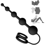 Silicone Anal Plug With Penis Cock Rings Adult Anal Sex Toys For Women Men, Flexible Silicone Anal Beads Butt Plug Massager Graduated Design Bullet G Spot Stimulor For Couples Play