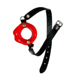 Opening O Ring Mouth Gag Soft Silicone Red Lips Shaped Adjustable Muzzle Gag Pu Leather Strap On Bdsm Sex Toy Harness Restraints Gear Fetish Adult Oral Game