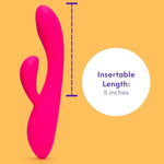 Dream Warming Rabbit Vibrator - 5 Inch Silicone Vibrating Dildo - G Spot & Clit Stimulator - 9 Vibration Modes - Rechargeable & Waterproof Vibrator For Women - Adult Sex Toy - Pink