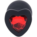 Heart Shaped Anal Plug - Hypoallergenic Nonporous Silicone - Removable Jewel - Smooth & Tapered Shape - Flared Base - Glamorous Gem - Pink Color Clear Jewel - Small