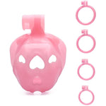 Love 1.0 Chastity Cage - Lightweight Resin Male Chastity Device With Invisible Lock,Bondage Gear For Men Beginner-Friendly Design With 4 Adjustable Rings Adult Sex Toy (Pink, Nub)