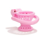 Negative Chastity Cage Sex Toy Male Set With 4 Cockrings 3D Small Chastity Devices Locked Cock Cage Nylon Reticulate Hollowing Fish Trap Shape Adult Penis Bdsm Bondage Device For Mens (Pink)