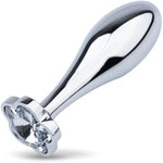 Metal Small Anal Plug With Clear Gem Handle Butt Plugs Adult Sex Toy For Couples Sex Pleasures (100Mm Length)