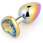 3Pcs Colorful Jewel Heart Base Rainbow Gradient Anal Plug Set Crystal Metal Butt Plug Kit For Couple Sex Toy