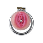 Male Chastity Cage, Mimic Female Pussy Male Chastity Device Small Cock Cage, Metal Chastity Belt Adult Sex Toys For Men (45Mm Ring)