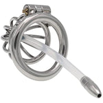 Sex Toys Chastity Cage Chastity Lock Stainless Steel With Removable Urethral Tube Male Metal Beginner Device Penis Ring Prevent Erection Couple(45Mm)