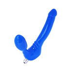 Blue Strapless Double Dildo with Harness-Free Design and Built-In Vibrator
