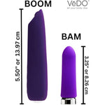 Bam Bullet Vibrator, Rechargeable Waterproof 10 Vibration Mode Adult Sex Toy, Purple