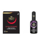 Extra Studded Non-Latex Condoms 22 Count Box And All Night Long Premium Silicone Lubricant 2.7 Oz