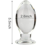 Huge Head Glass Butt Plug, Clear, Extra Large (5.5 Inches)