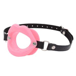 Open Mouth Gag,Female Sex Toy Mouth Gag Sm Bondage Open Gag Adjustable Strap Mouth Gags Bondage Toys Opening Gag Sexy Gag Bondage Leather Strap Lips Ring Open Gag For Men Women(Pink)
