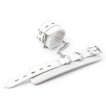 Bdsm White Bondage Handcuffs Adjustable Soft Leather White Erotic Handcuffs With Carabiner Bed Bondage Restraints Sex Toy For Women Men Couples