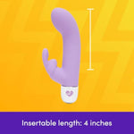 Frisky Rabbit Vibrator - 4 Inch Silicone Slimline G Spot Vibrator For Women - Beginner Friendly 10 Function Dual Stimulation Adult Sex Toy - Waterproof - Purple