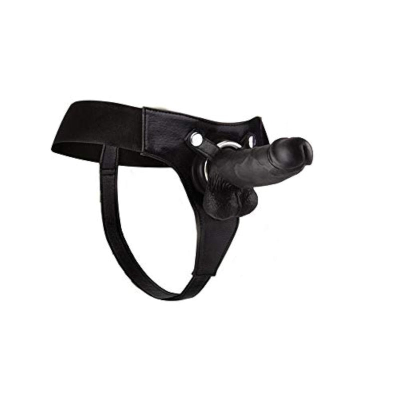 Shots America Realistic Rubber Strap-On With Elastic Straps, Black, 8 Inch