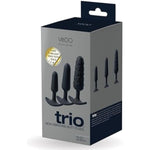 Trio Anal Plug Set Of 3 Weighted Butt Plugs, Three Sizes Of Adult Sex Toy (Black)