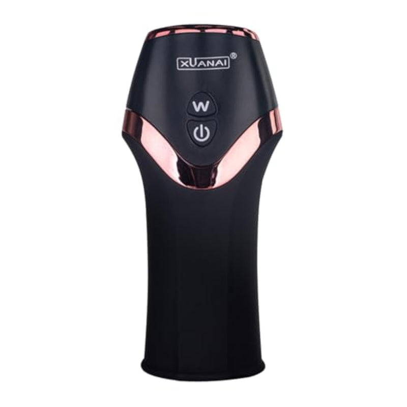 Silicone Penis Pump Vibrating Machine Masturbator, 12 Vibration Modes Glans Trainer Shaver-Shape Male Sleeve Toy, Rechargeable Airplane Cup Waterproof Male Adult Sex Toy - Black