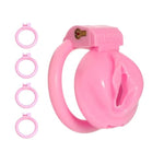 Sissy Chastity Cage Pink Penis Cage With 4 Different Curved Rings Sex Toys Cock Cage With Concealed Lock For Male Penis Bondage Male Chastity Device Made Of Lightweight Resin (S,Pink-A)