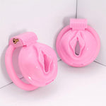 Nylon 3D Printed Lightweight Pink Cage Male Chastity Devices Lock 4 Rings Virginity For Sissy Men (Small)