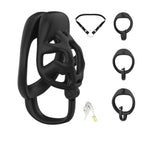 Chastity Cages With Hooks Male Sex Toys Cock Cage Includes 3 Different Rings 3D Printed Skeletonized Penis Cage Is Lightweight And Breathable Chastity Device For Men'S Penis Restraints (B-S,Black)