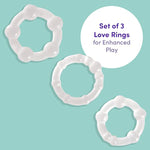 Triple Cock Ring Set - Stretchy Textured Penis Rings - Beginner Friendly & Waterproof - 3 Pack - Clear