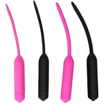 Silicone Vibrating Urethral Penis Plug Ten Frequency Threaded Urethral Sound Vibrator Masturbation Device(D,Pink)