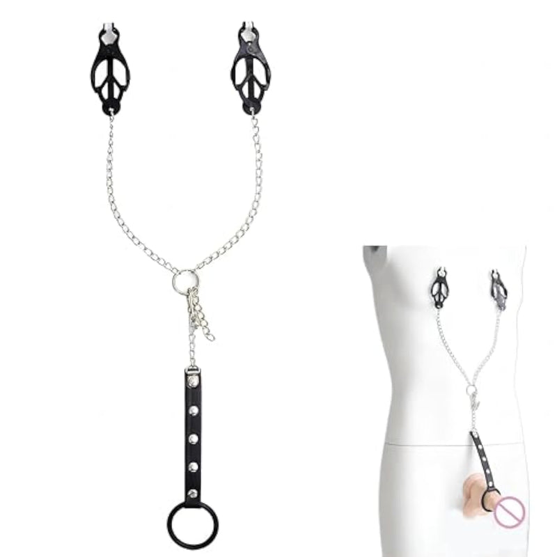 Penis Ring & Nipple Clamps Male Sex Toys, Silicone Cock Rings With Adjustable Nipple Clip Erection Sex Toy For Men Gay Erection Enhancing And Sex Longer Lasting Stronger Sex Game For Couples Pleasure