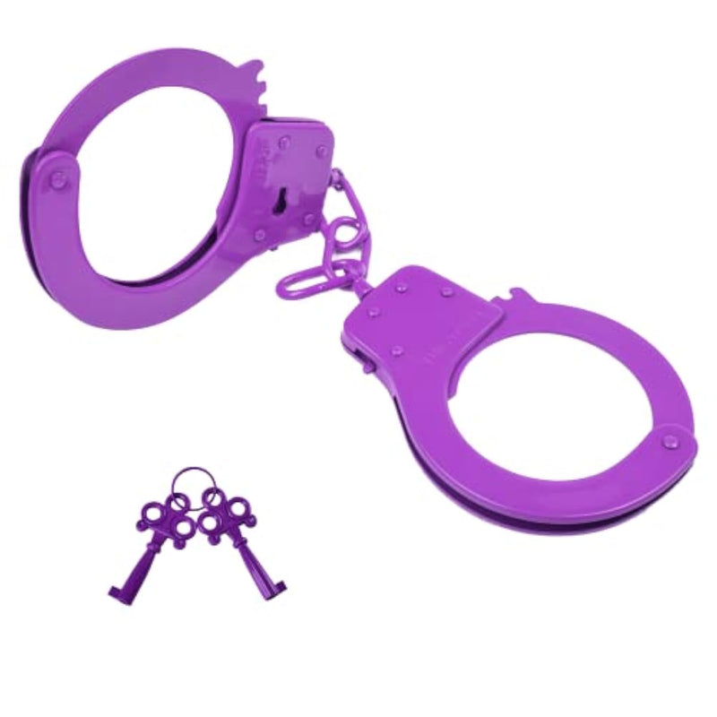 Handcuffs Double Lock Steel Police Edition Professional Grade Handcuffs,Hand Cuffs Cop With Keys (Purple)