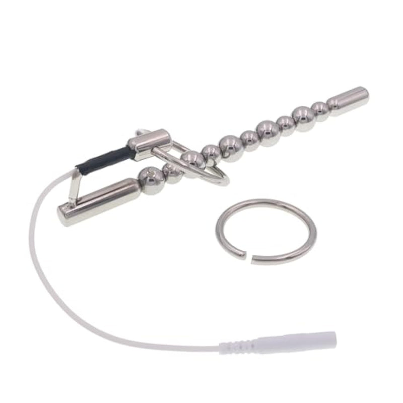 Urethral Plug With Penis Ring,Stainless Steel Electroshock Sounding Rods Urethra Dilators Male Sex Play Toys (Electroshock)