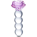 Samll Glass Anal Dildo, 4 Beads Glass Anal Beads Butt Plug With Rose Round Base, Crystal Anal Plug, Anal Trainer Adult Sex Toys, Men And Women Couple Beginner Masturbation Sex Toys