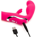 Happy Rabbit Rechargeable Vibrating Strapless Strap On - Pink