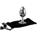 Gem Medium Anal Plug, Metal Butt Plug For Women & Men, Tapered Trainer For Beginners & Advanced, Weighted Aluminum Plug For Temperature Play, Safety Flared Base, Velvet Bag, Clear, 3.25"