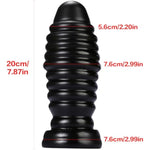 Large Ribbed Anal Plug Big Butt Plug Anus Stimulator Anal Training Toy For Advanced Men Women (Black)